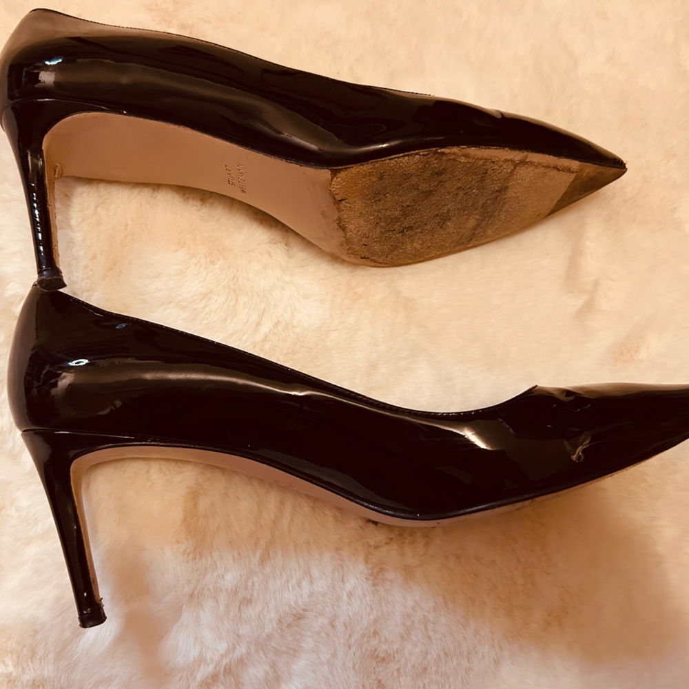 Stuart Weitzman patent leather black pointed heels Size 9.5 - Picture 11 of 15